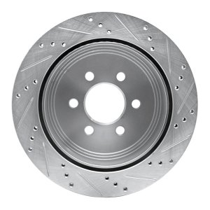 Dodge Durango Brake Rotor (1) - Rear Left - R1 Concepts - Drilled & Slotted - Silver - 2003